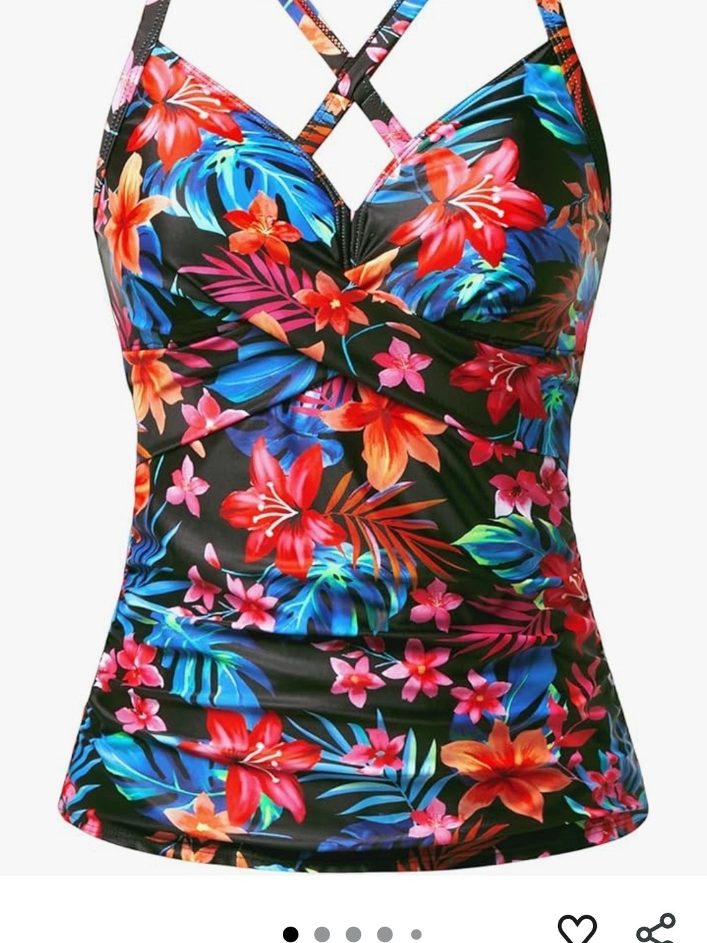 Swim Tankini Top Floral Twist Front Multicolored - Picture 5 of 10
